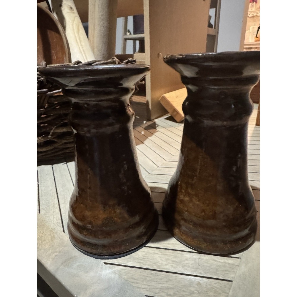 A small, Candle Holders crafted from burl wood, organic wood grain patterns. - Picture 4 of 4